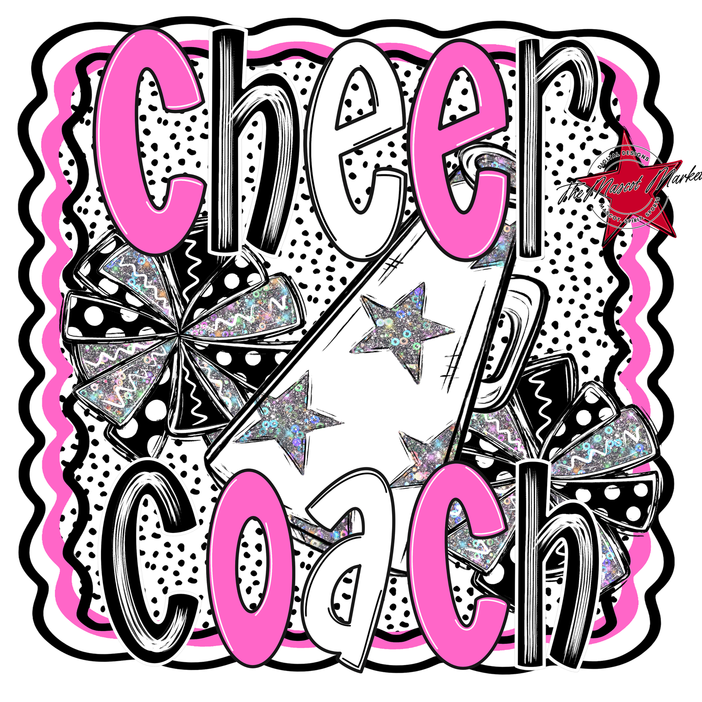 Cheer Coach Megaphone Dot Design-Baby Pink