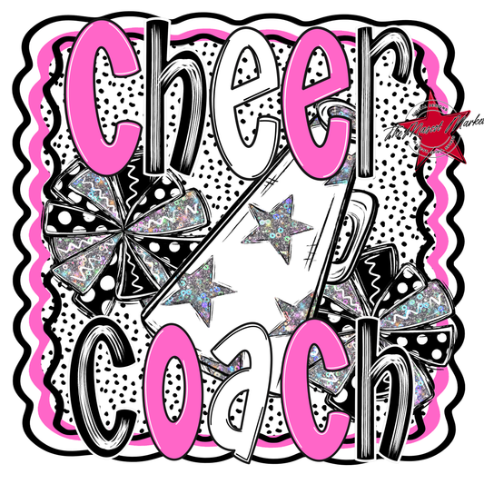 Cheer Coach Megaphone Dot Design-Baby Pink