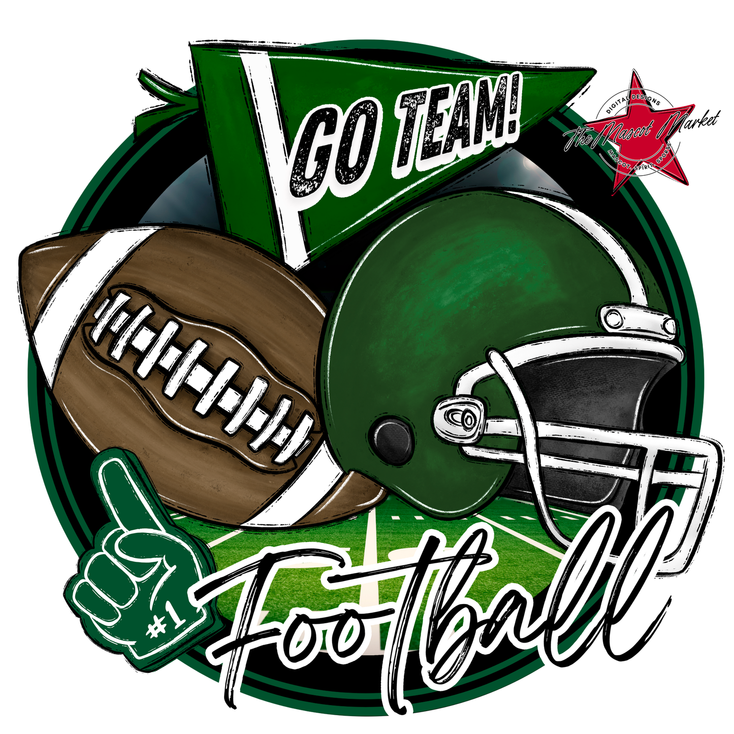 Football Circle Design-Green