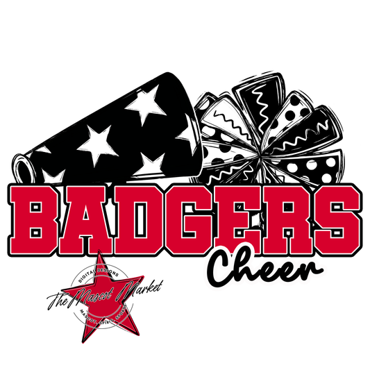 Badgers Doodle Cheer Design-Red