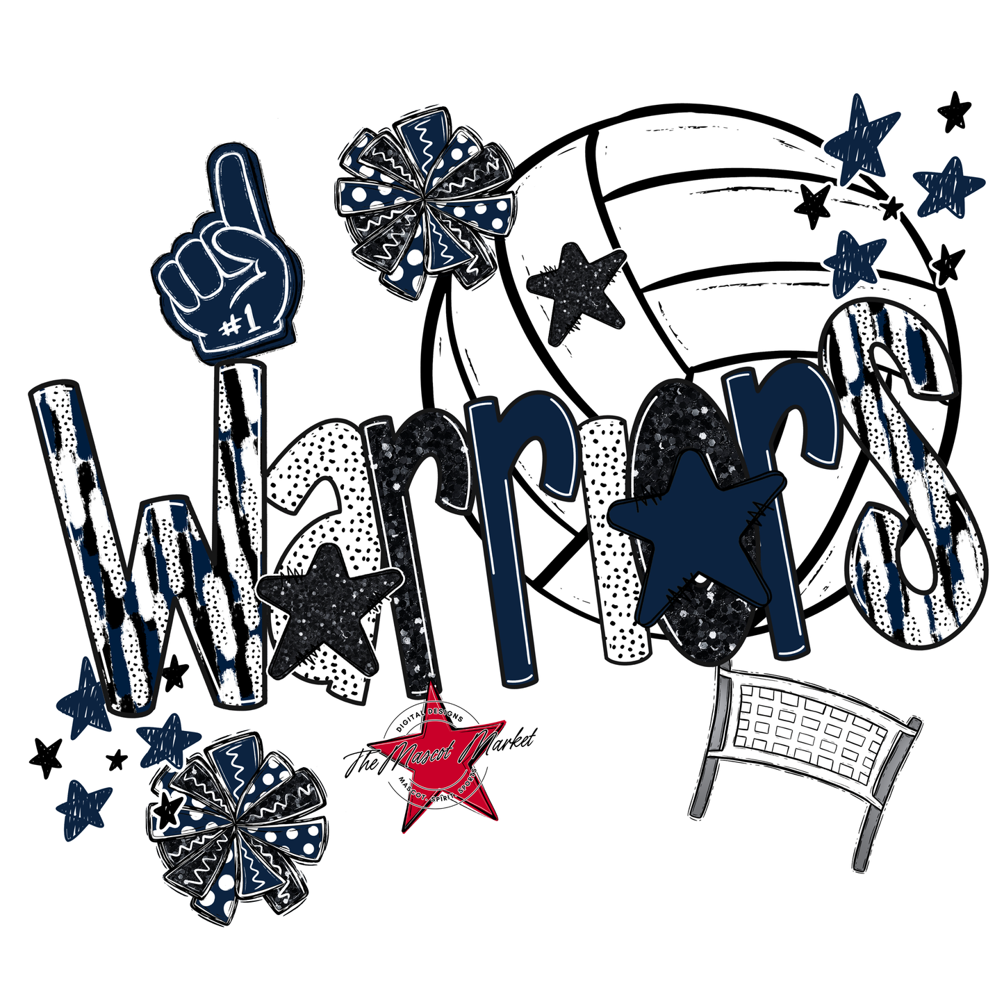 Warriors Volleyball Scrape-Navy