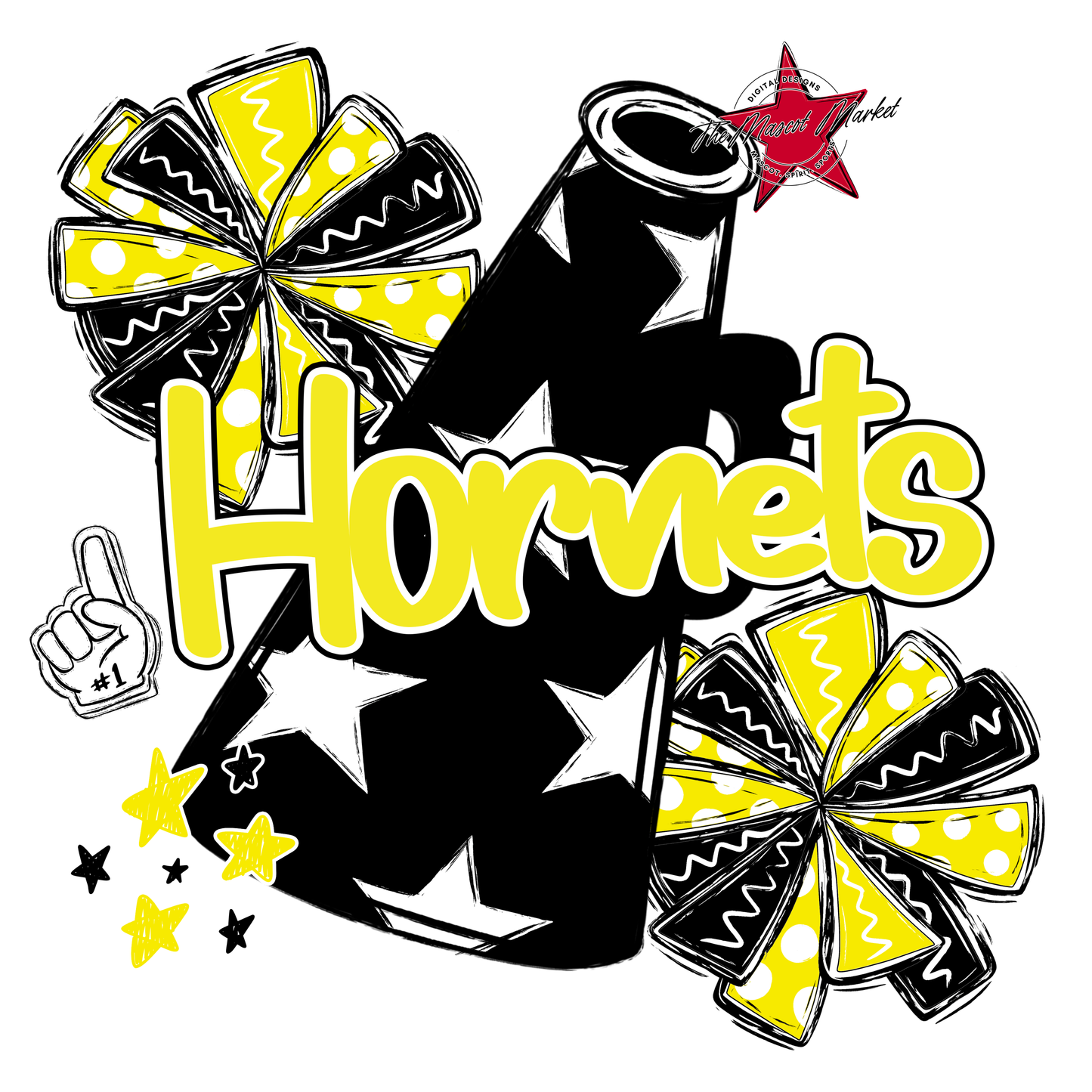 Hornets Alpha Megaphone Design-Bright Yellow