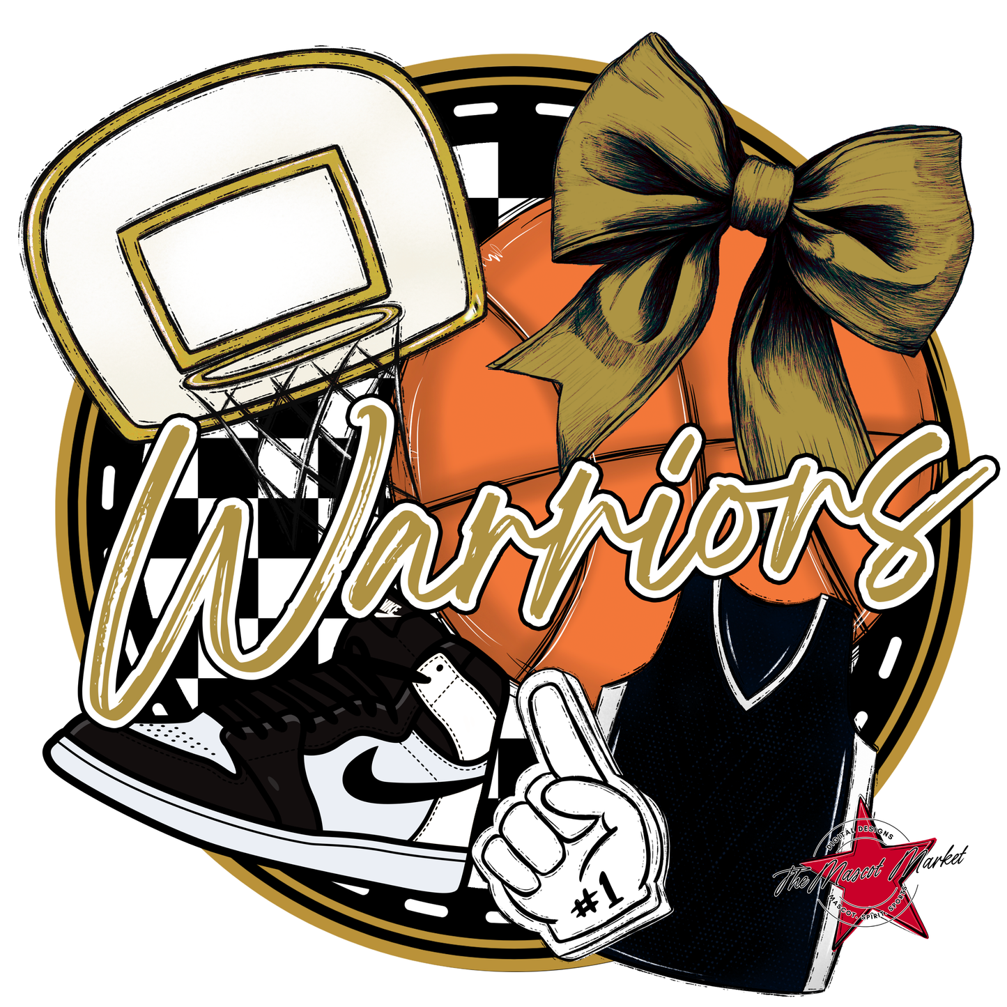 Warriors Circle Basketball Design-Gold