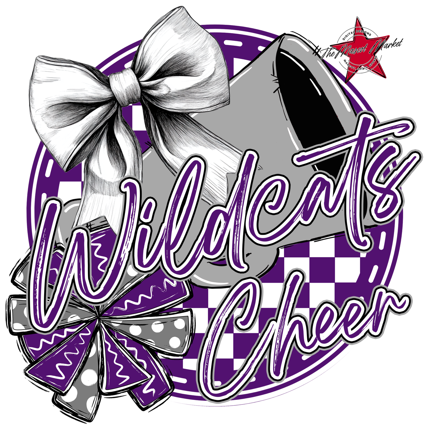 Wildcats Circle Cheer Design-Purple-Grey