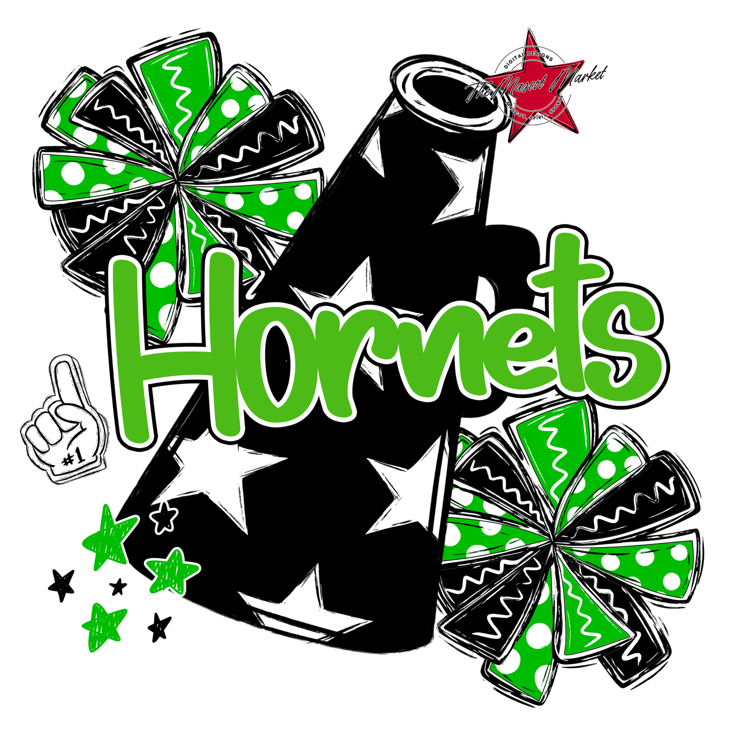 Hornets Alpha Megaphone Design-Bright Green