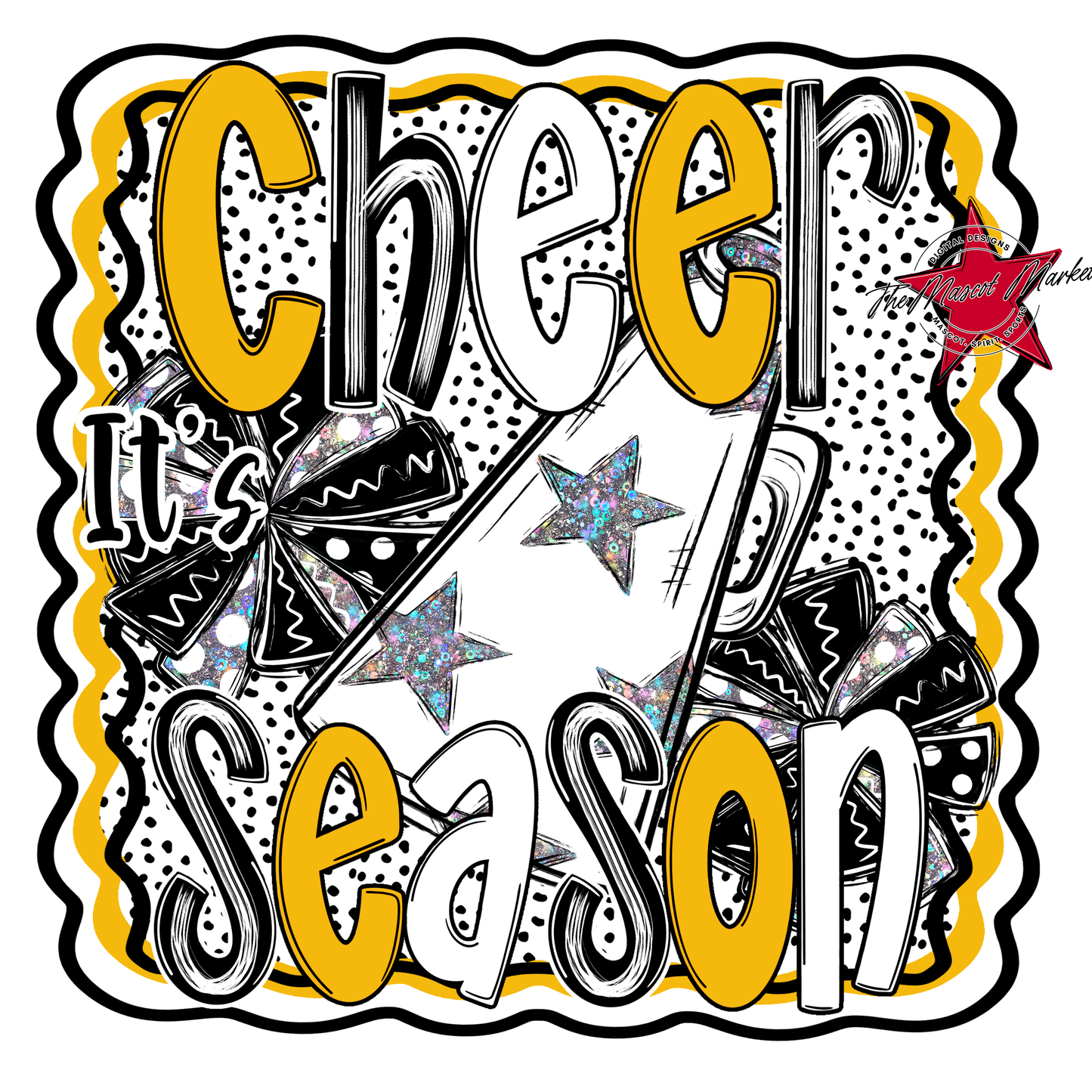It's Cheer Season Dot Design-Yellow