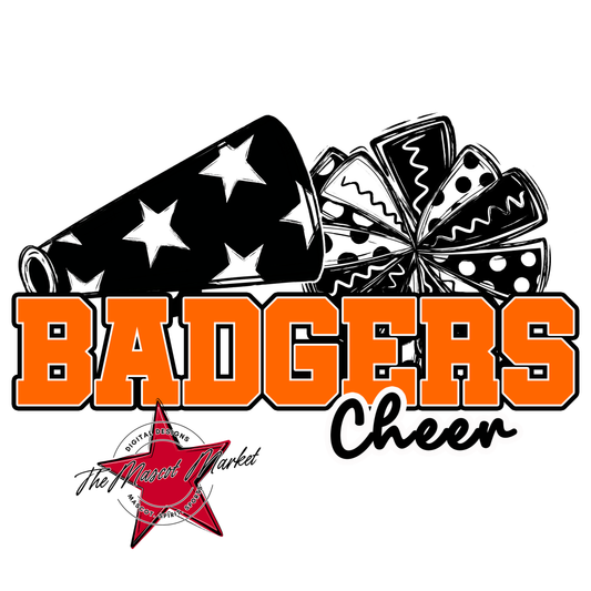 Badgers Doodle Cheer Design-Orange