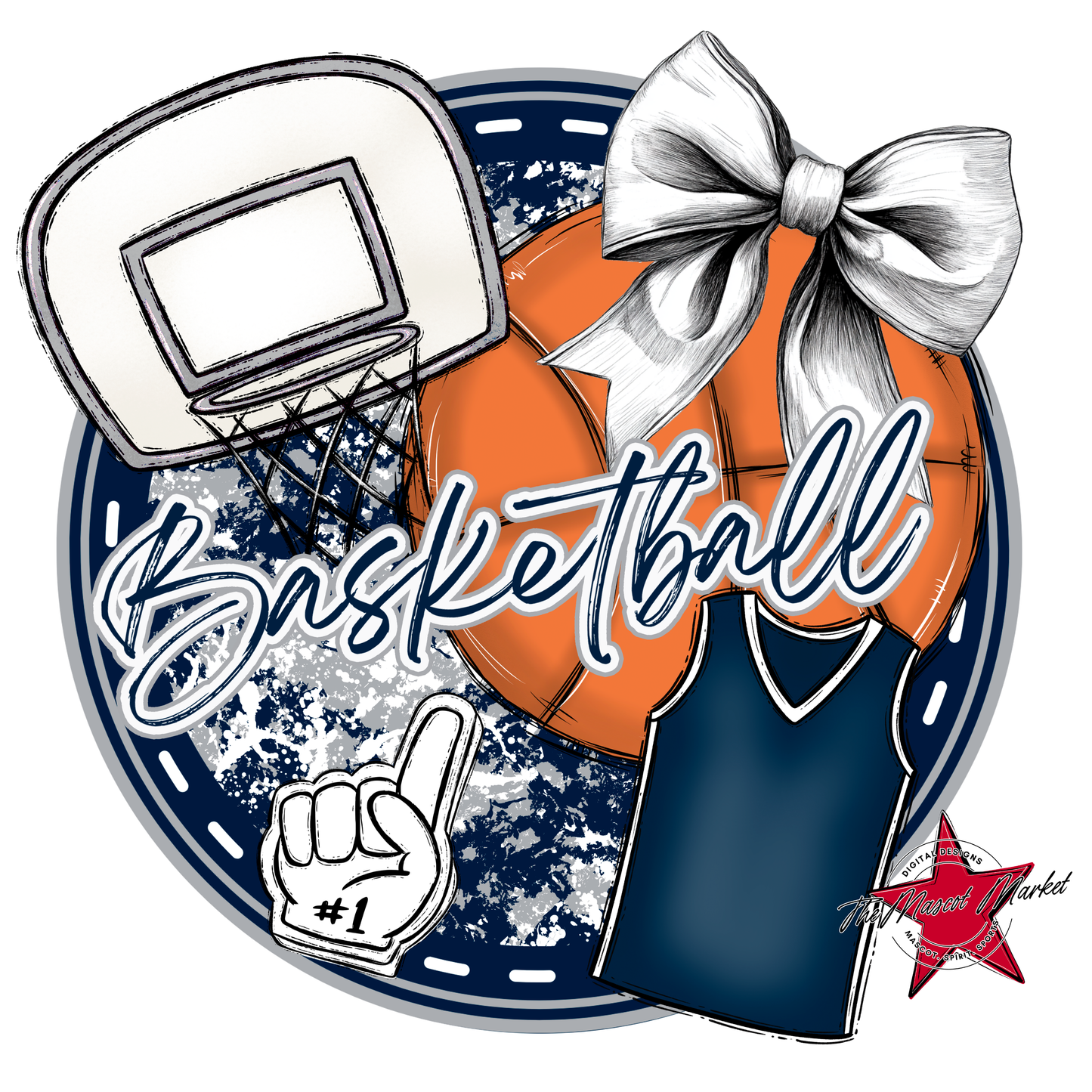 Circle Basketball Design-Navy-Grey