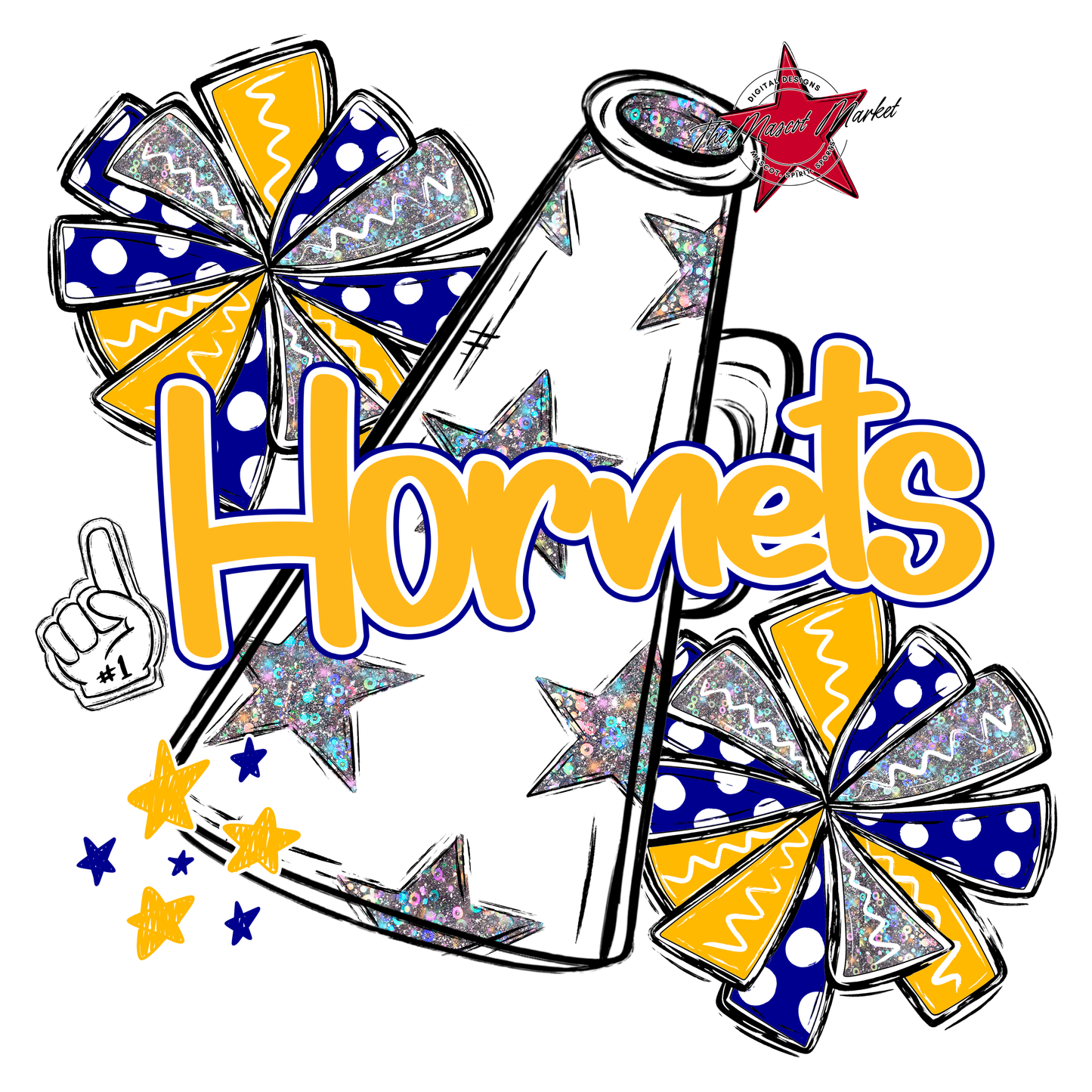 Hornets Alpha Megaphone Design-Blue-Yellow