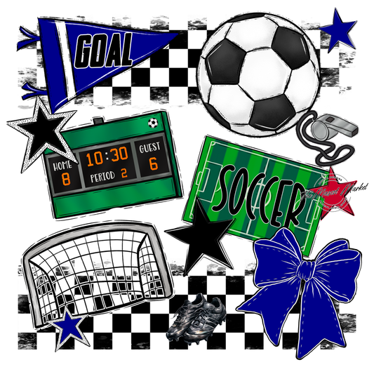 Soccer Checkers Spirit Design-Blue