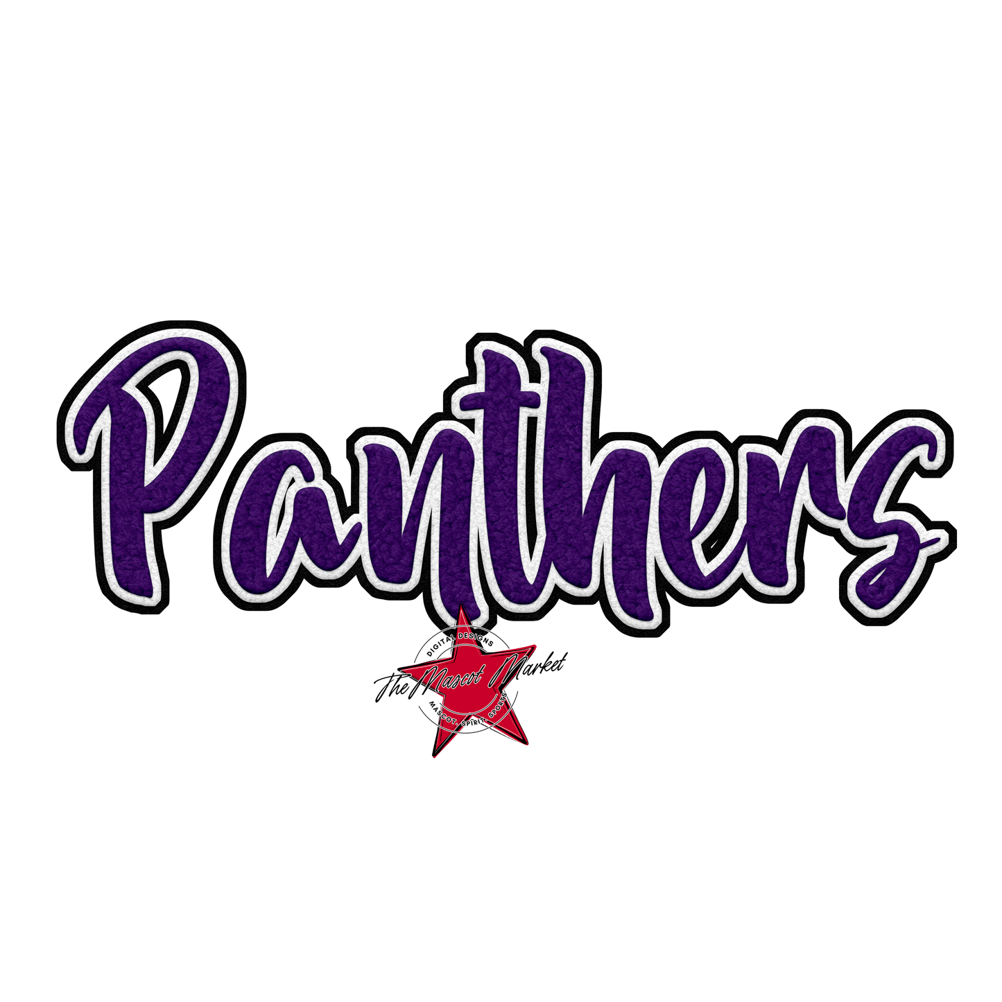 Panthers Faux Chenille Patch-Purple