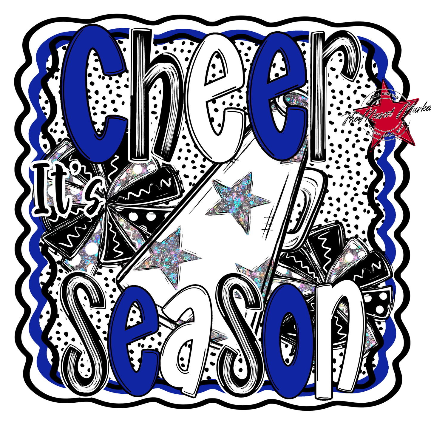 It's Cheer Season Dot Design-Royal Blue