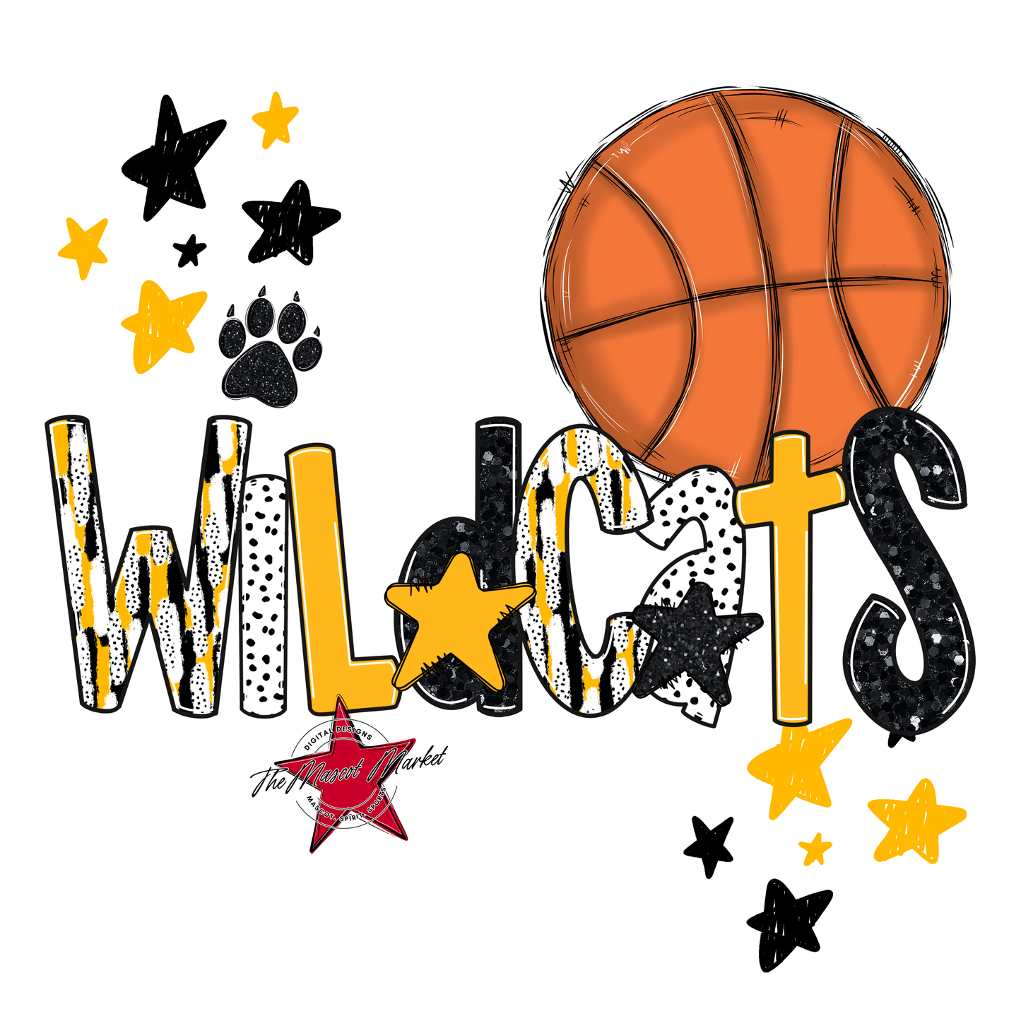 Wildcats Basketball Scrape-Yellow