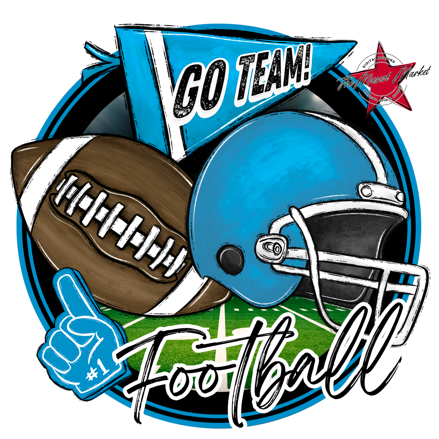 Football Circle Design-Carolina Blue