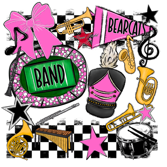 Bearcats Band Checkers Design-Baby Pink