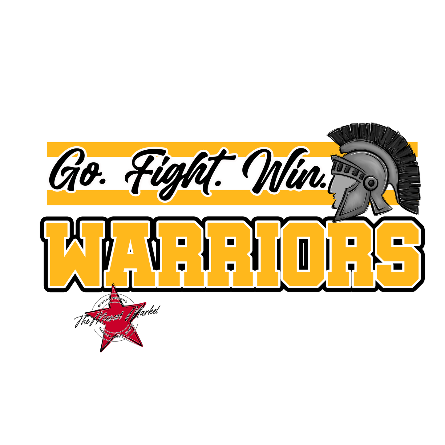 Warriors Go Fight Win Mascot Lines-Yellow