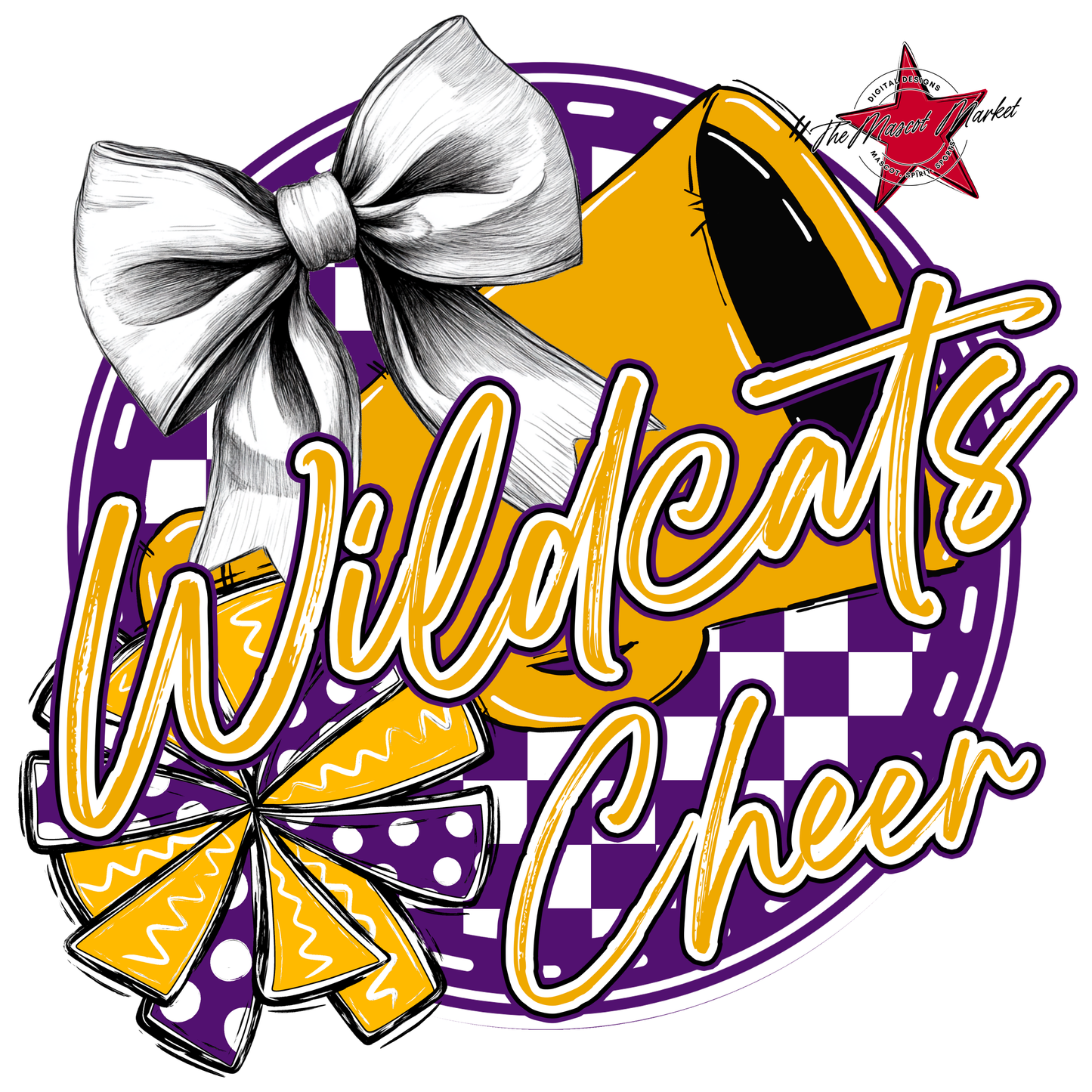 Wildcats Circle Cheer Design-Purple-Yellow