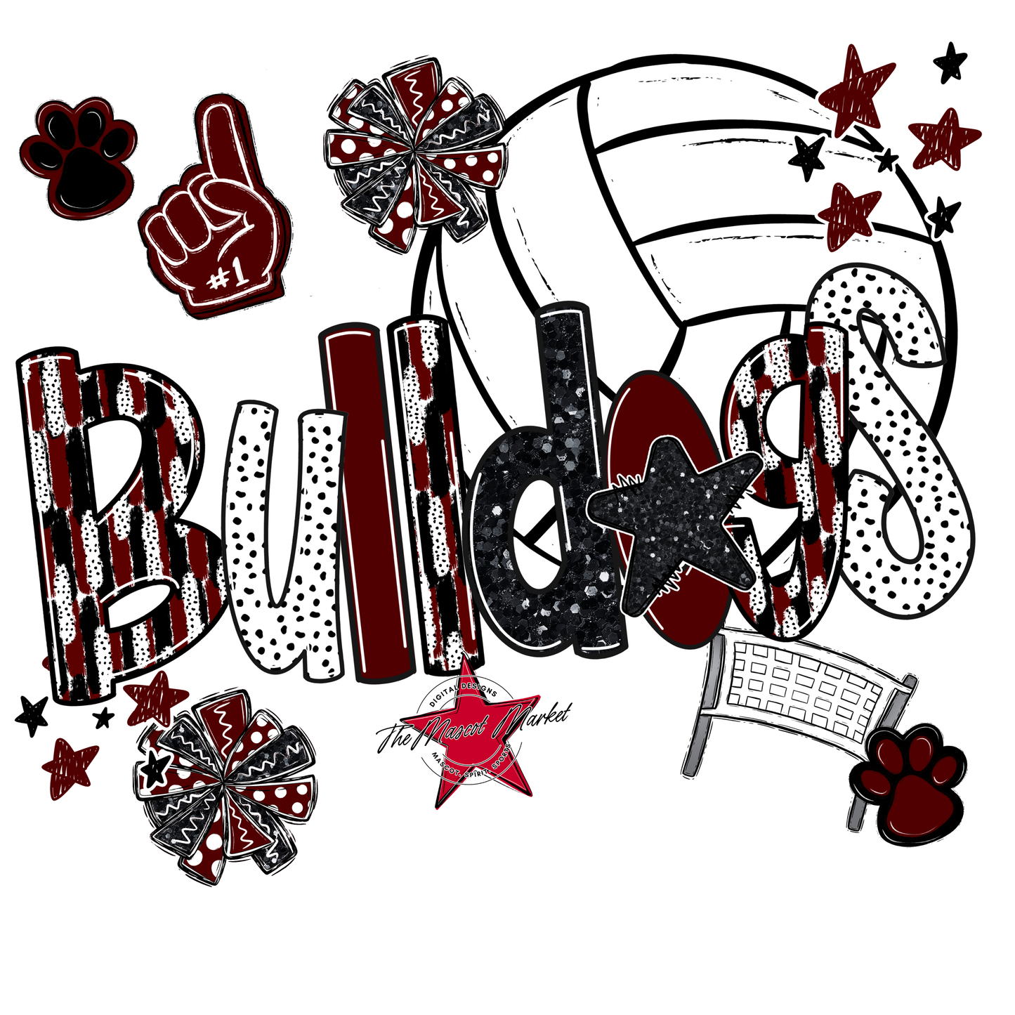 Bulldogs Volleyball Scrape-Maroon