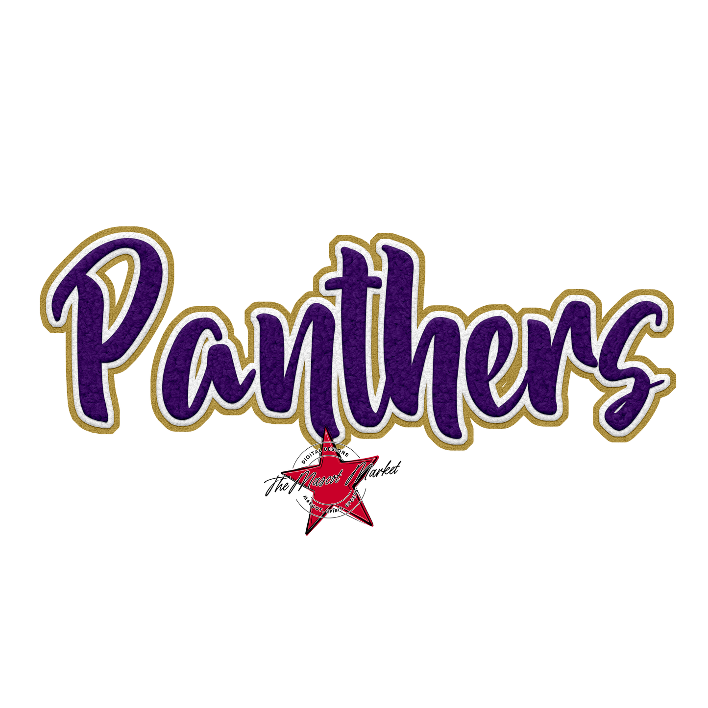Panthers Faux Chenille Patch-Purple-Gold