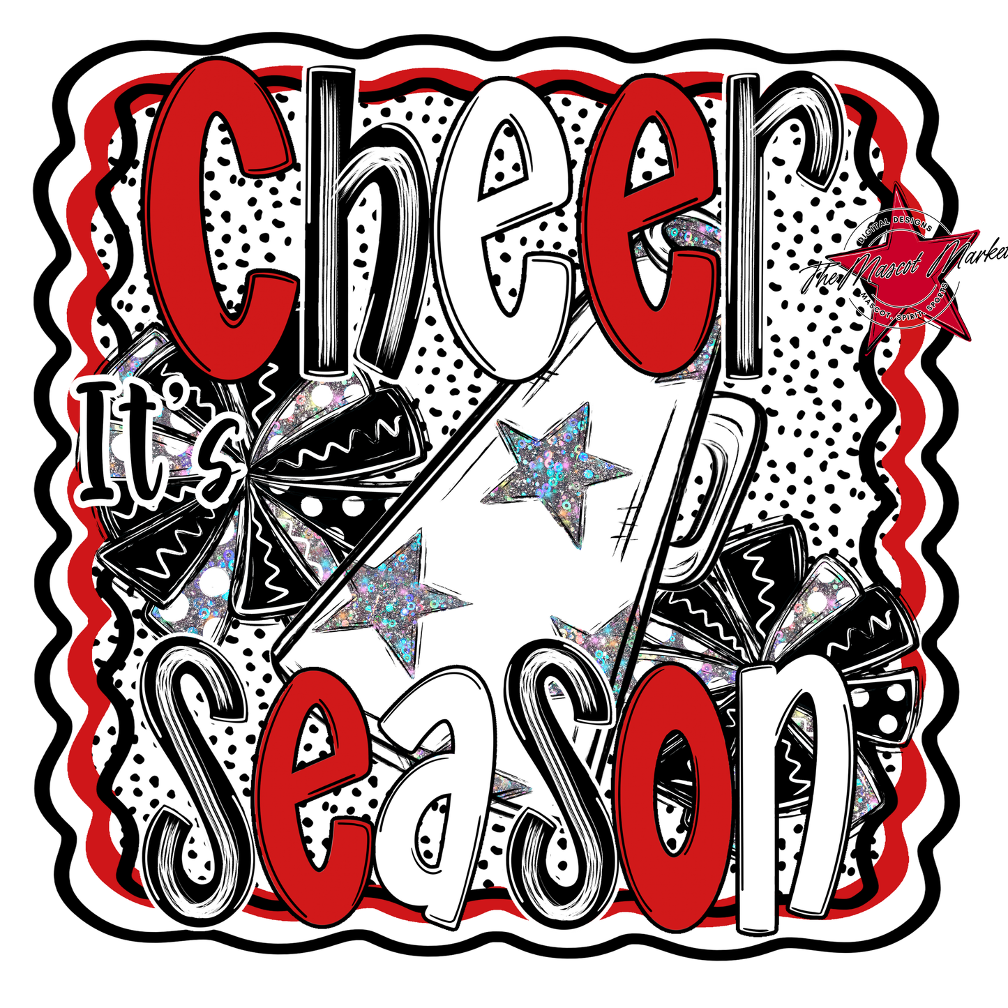 It's Cheer Season Dot Design-Red