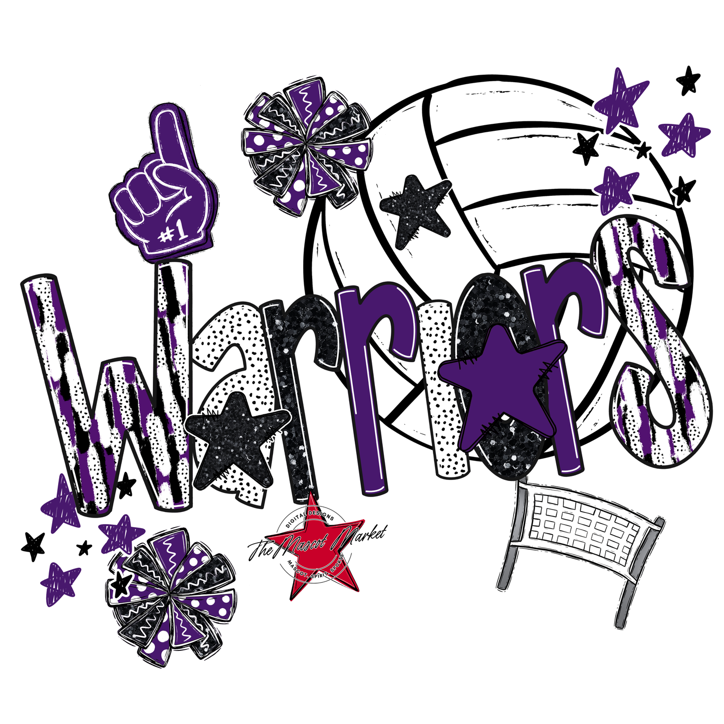 Warriors Volleyball Scrape-Purple