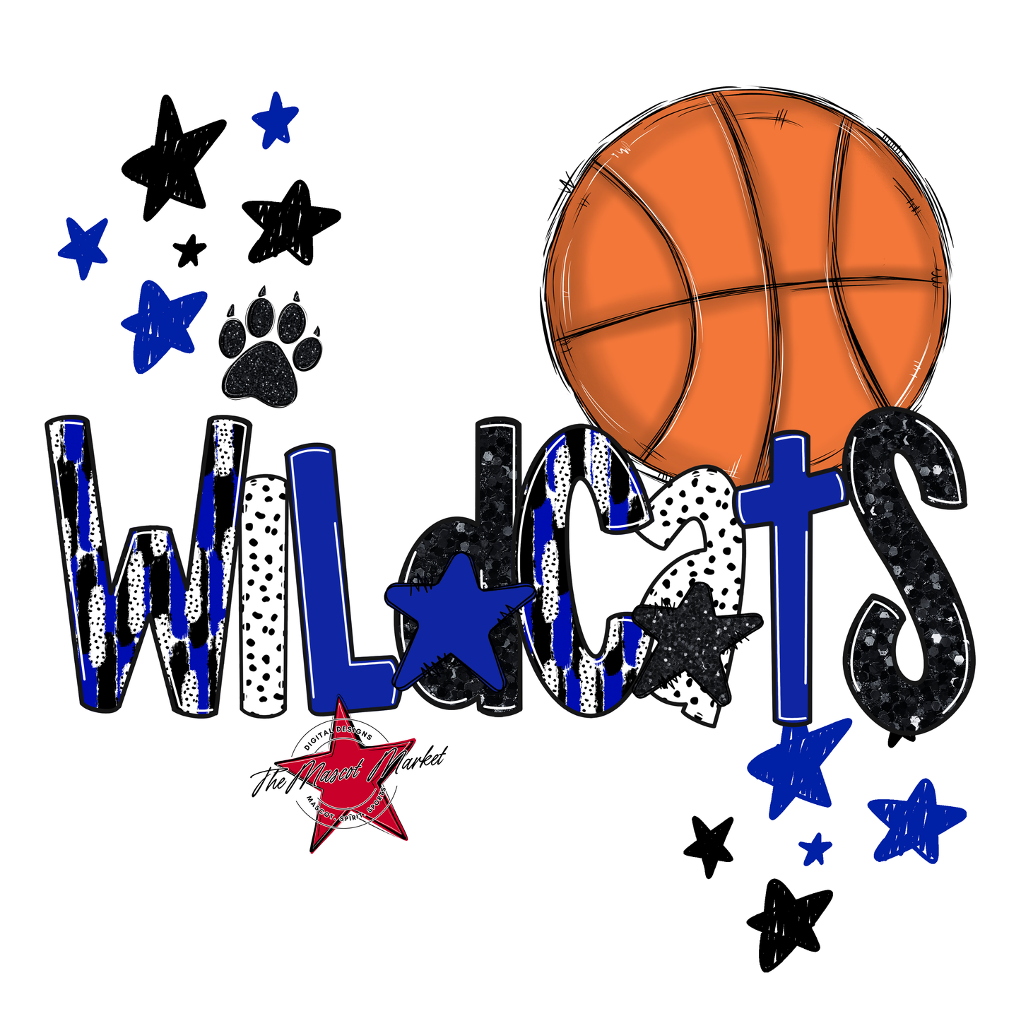 Wildcats Basketball Scrape-Royal Blue