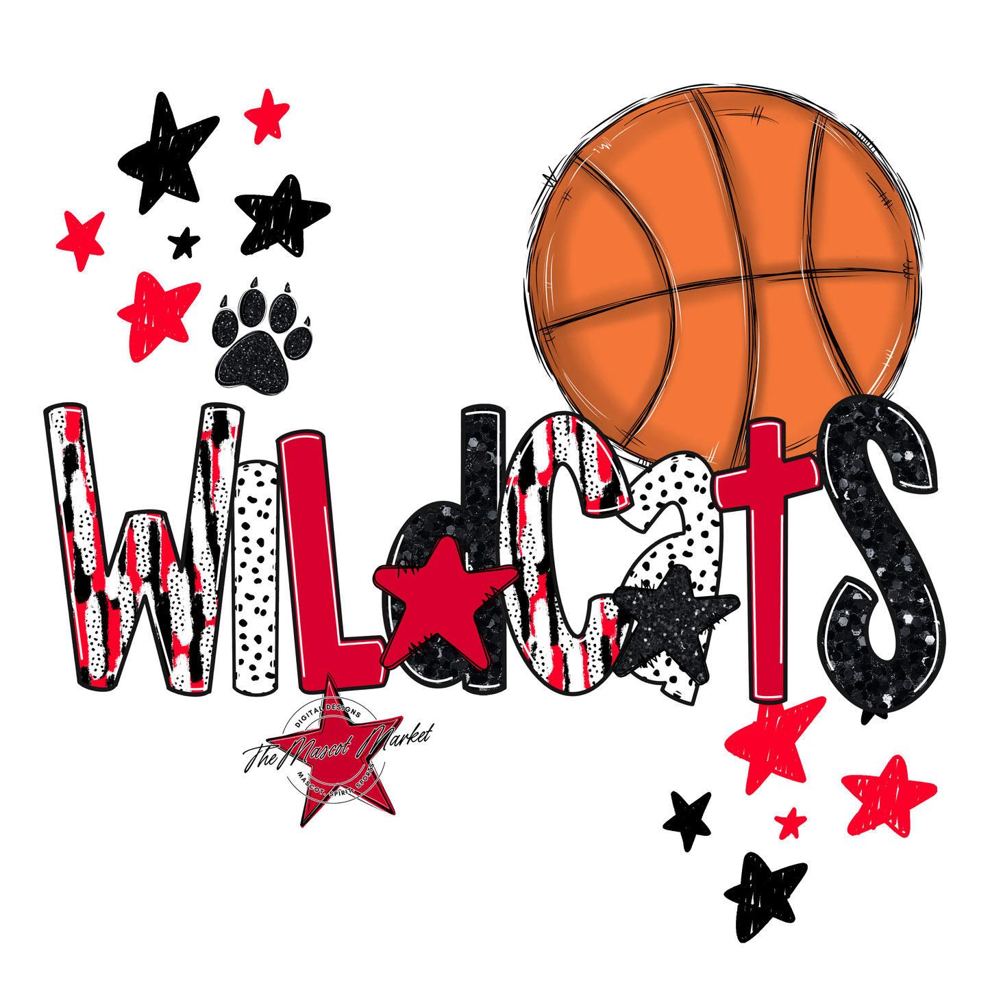 Wildcats Basketball Scrape-Red