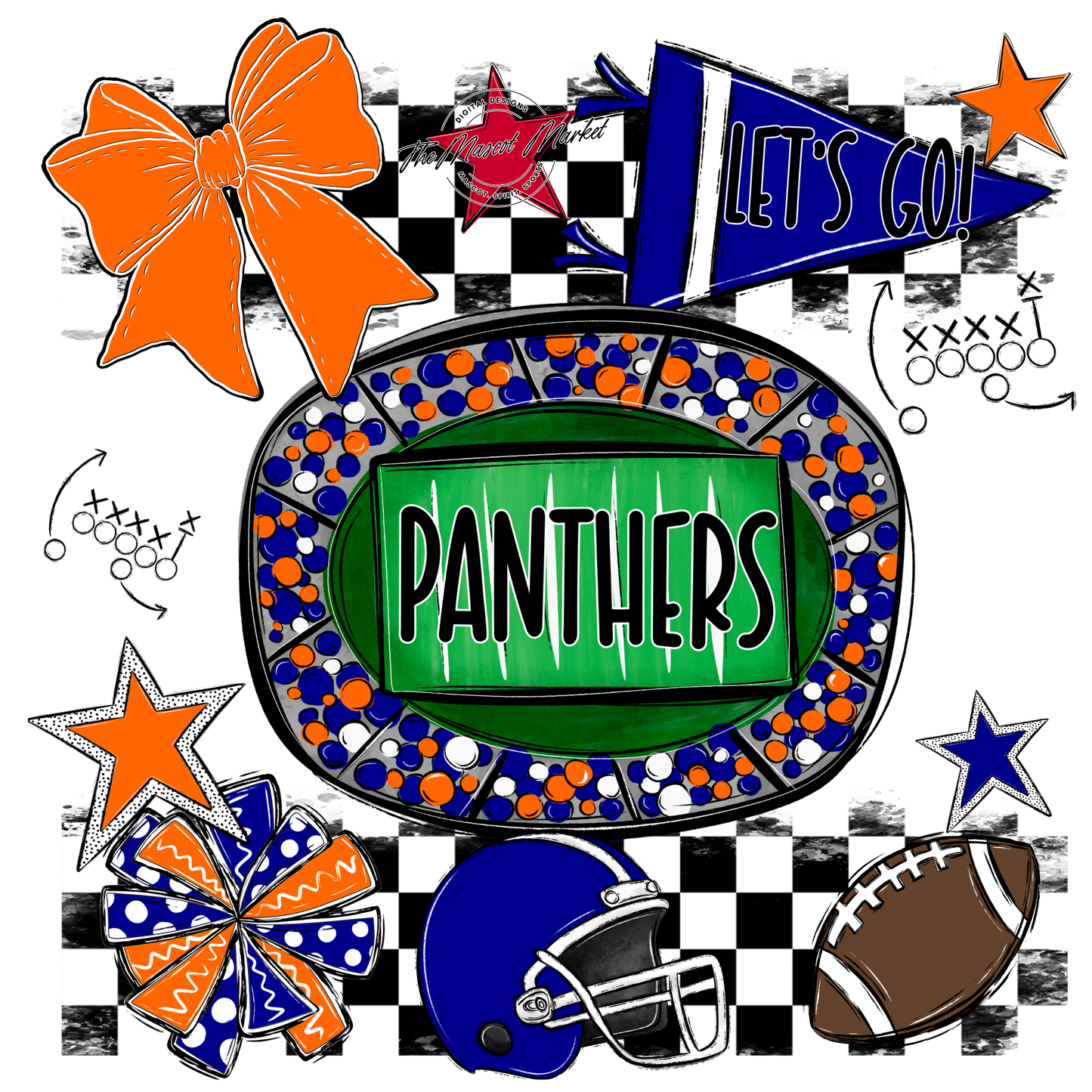Panthers Checkers Spirit Design-Blue-Orange