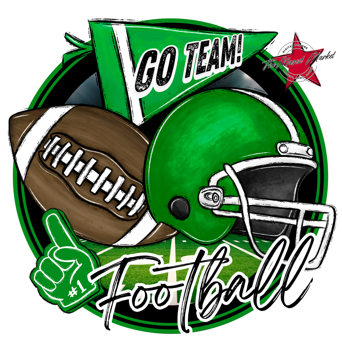 Football Circle Design-Bright Green