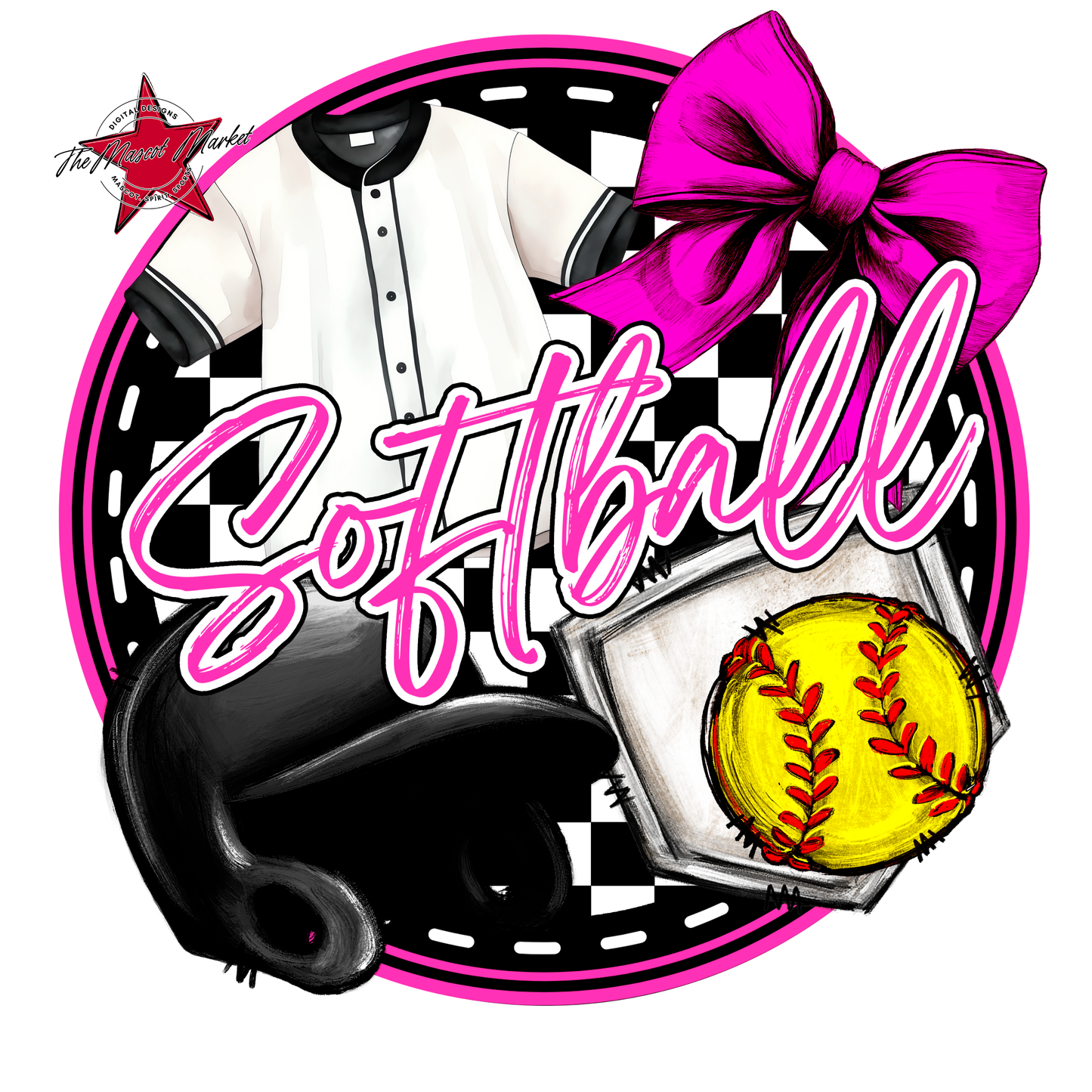 Circle Softball Design-Pink