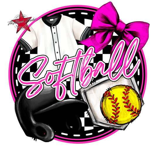 Circle Softball Design-Pink