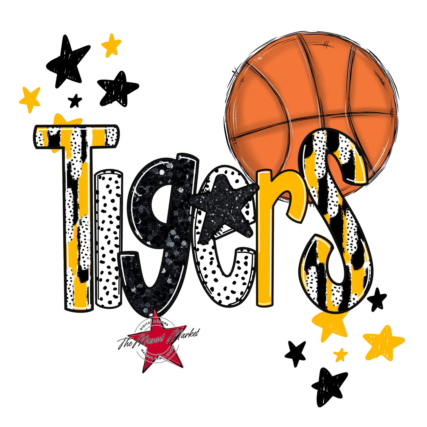 Tigers Basketball Scrape-Yellow