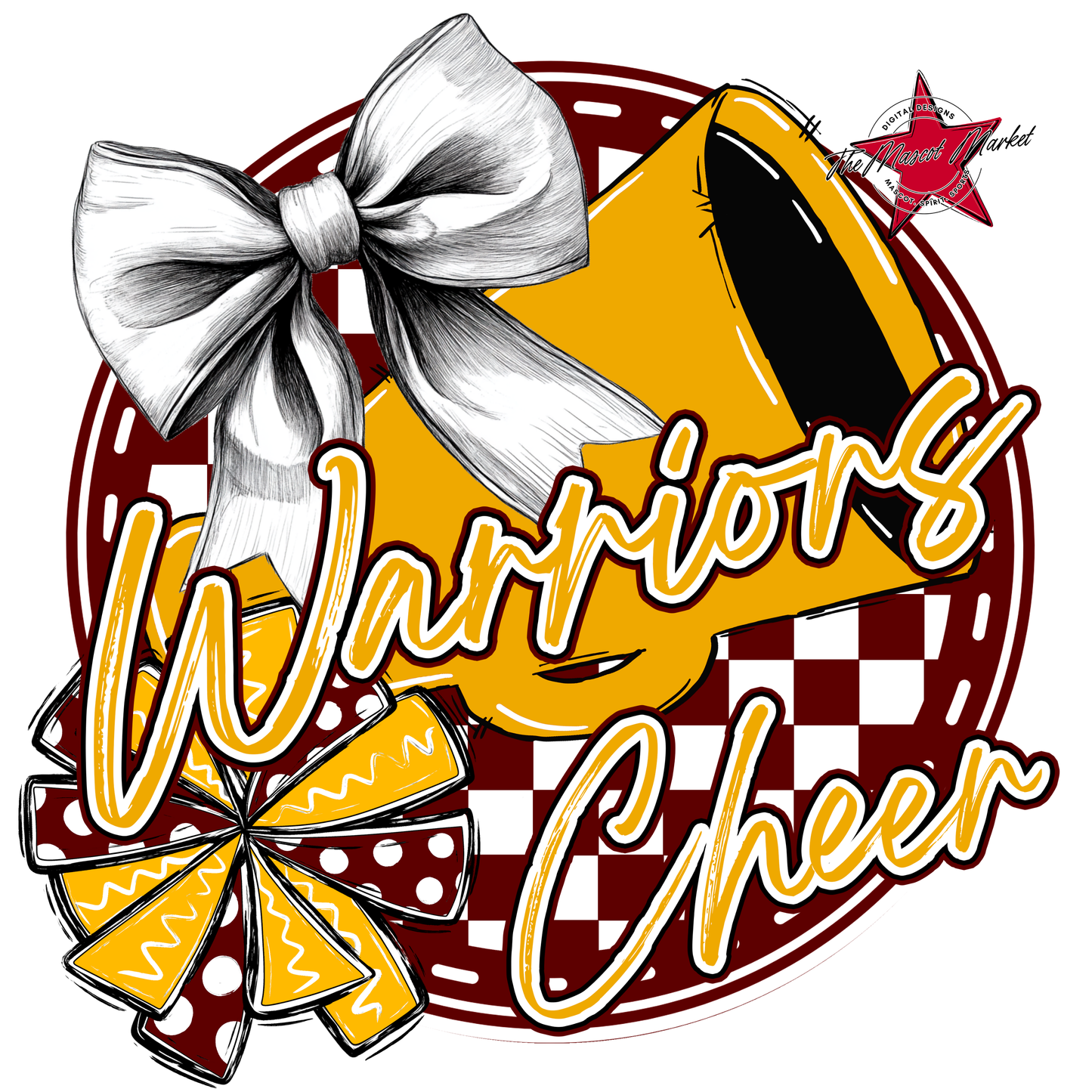 Warriors Circle Cheer Design-Maroon-Yellow