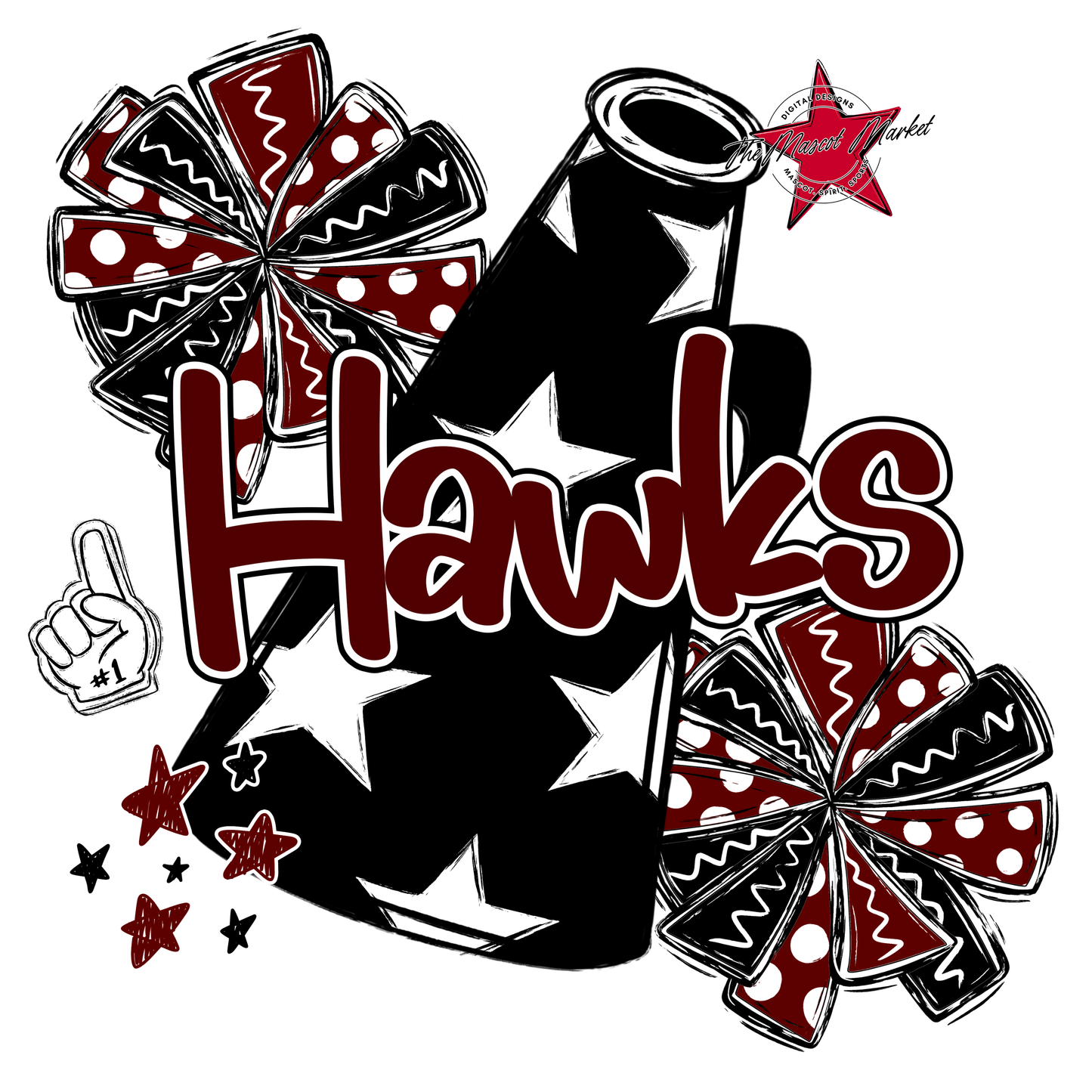 Hawks Alpha Megaphone Design-Maroon