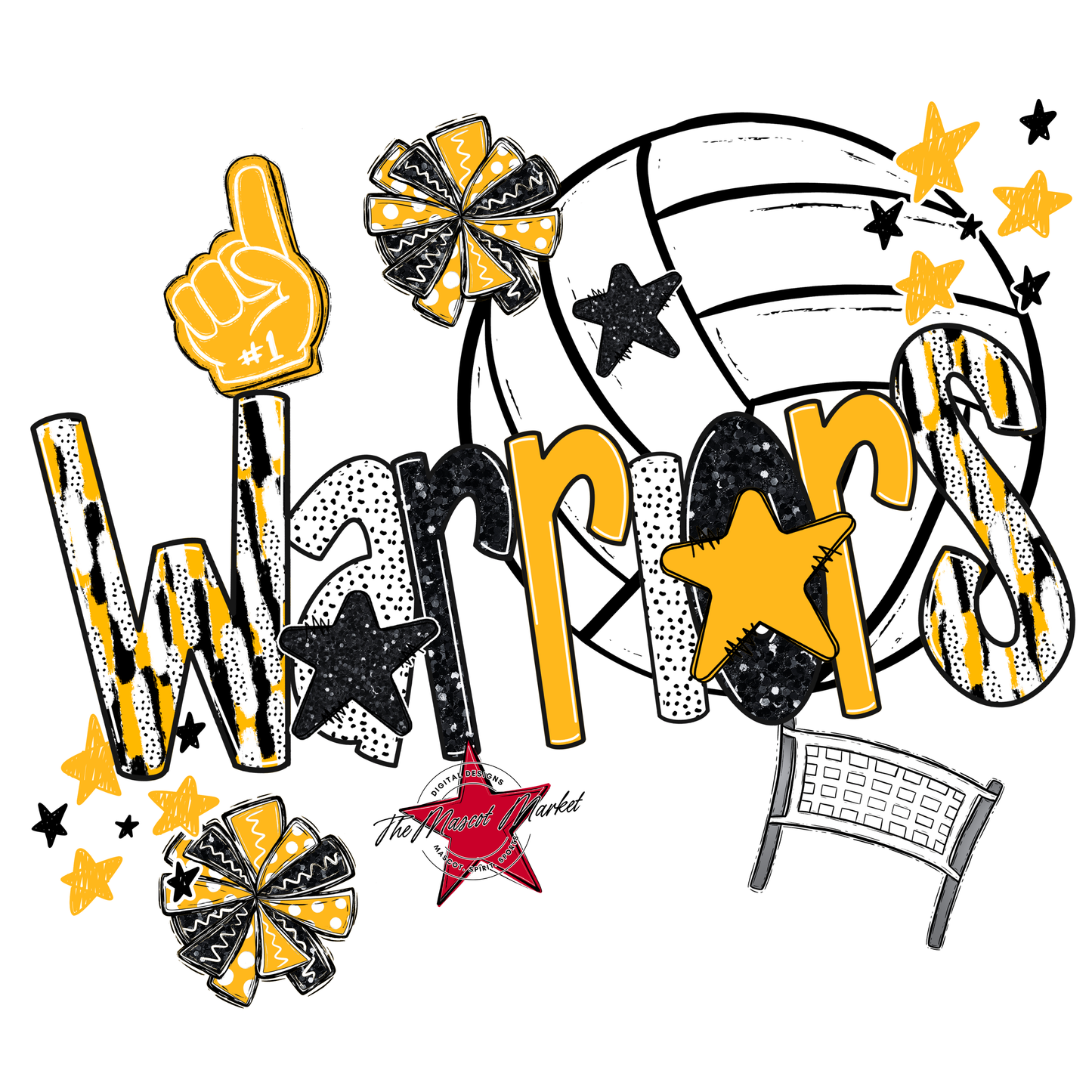 Warriors Volleyball Scrape-Yellow