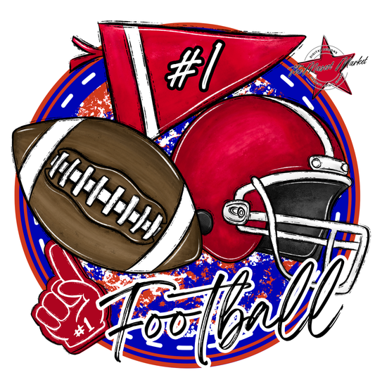 Football Circle Design-Blue-Red