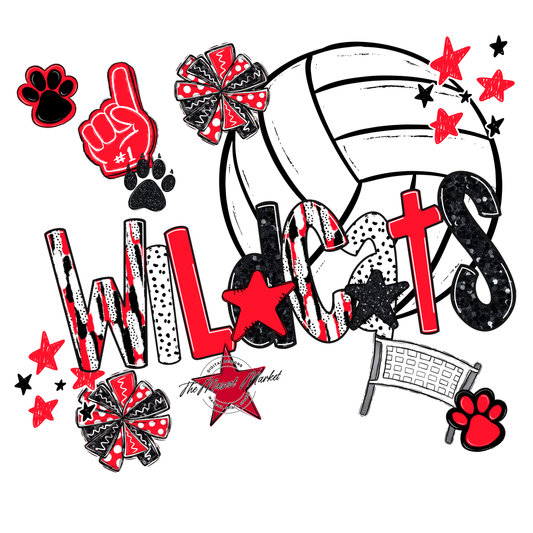 Wildcats Volleyball Scrape-Bright Red