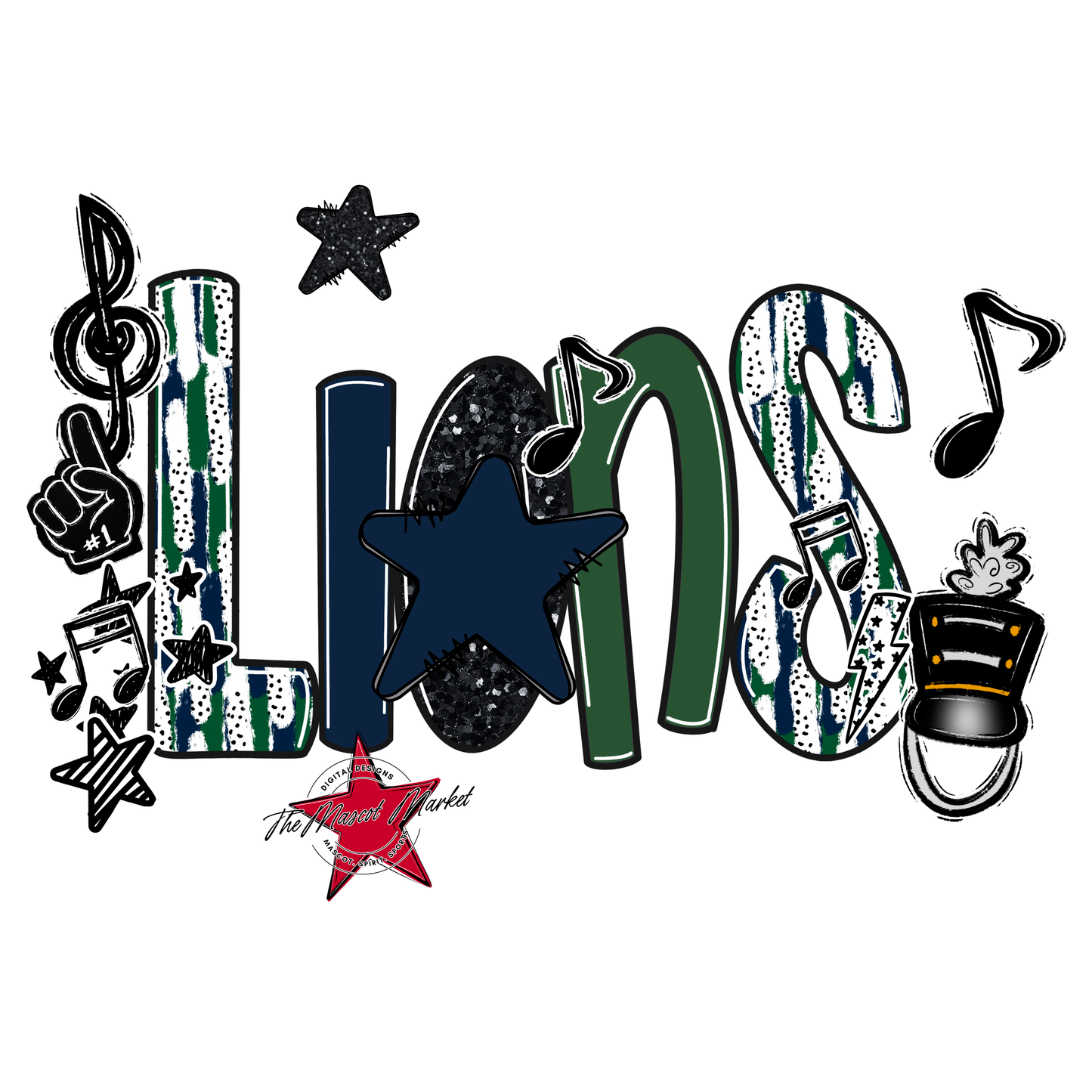 Lions Band Scrape-Navy-Green