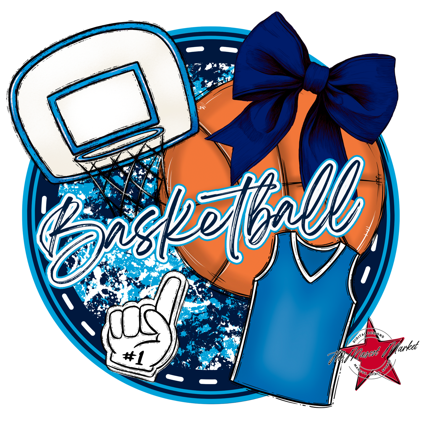 Circle Basketball Design-Navy-Carolina Blue