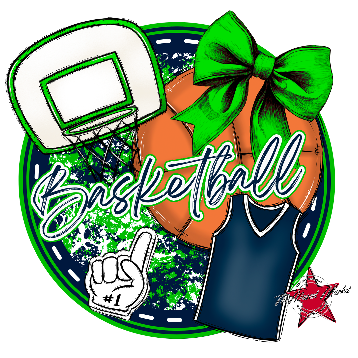 Circle Basketball Design-Navy-Green