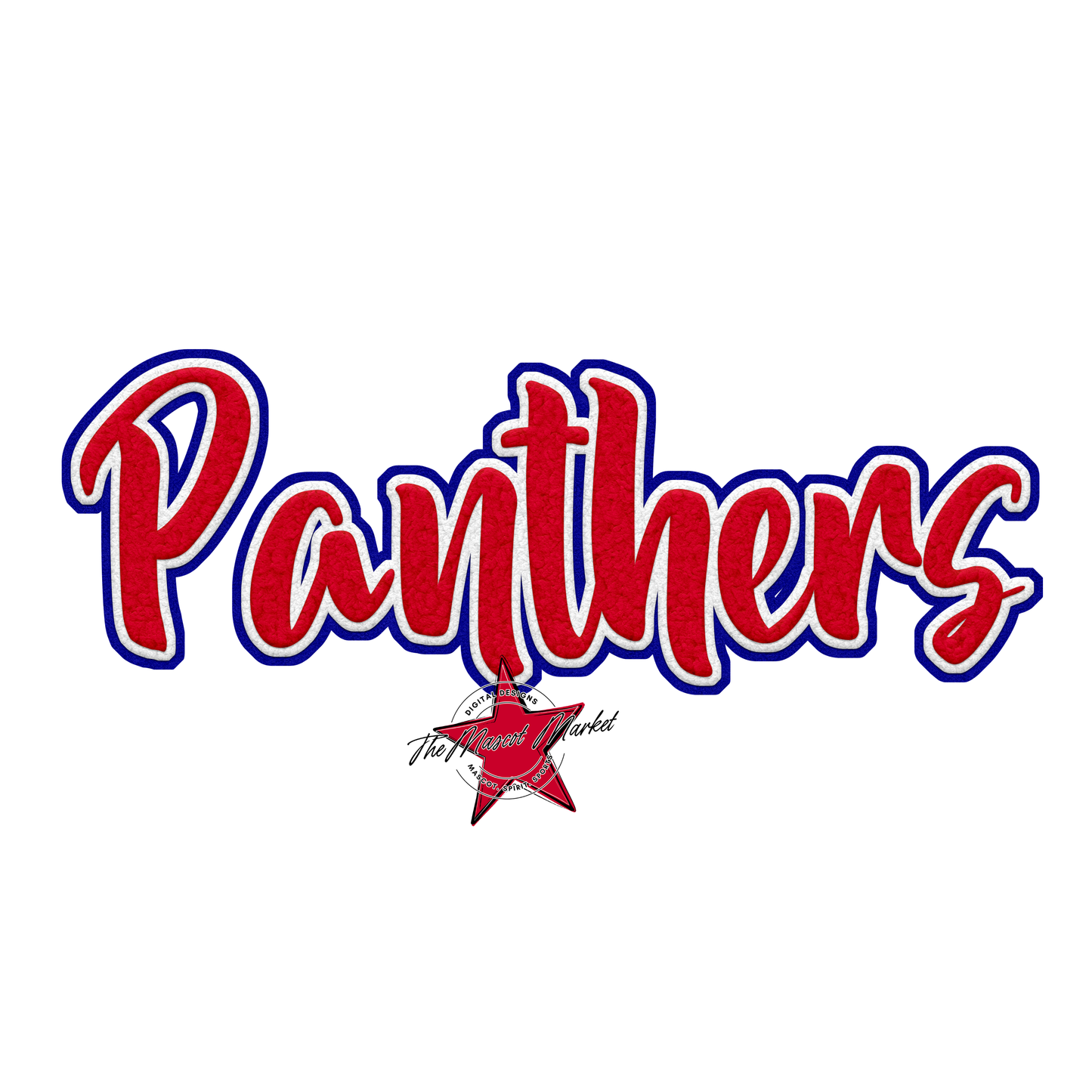 Panthers Faux Chenille Patch-Blue-Red