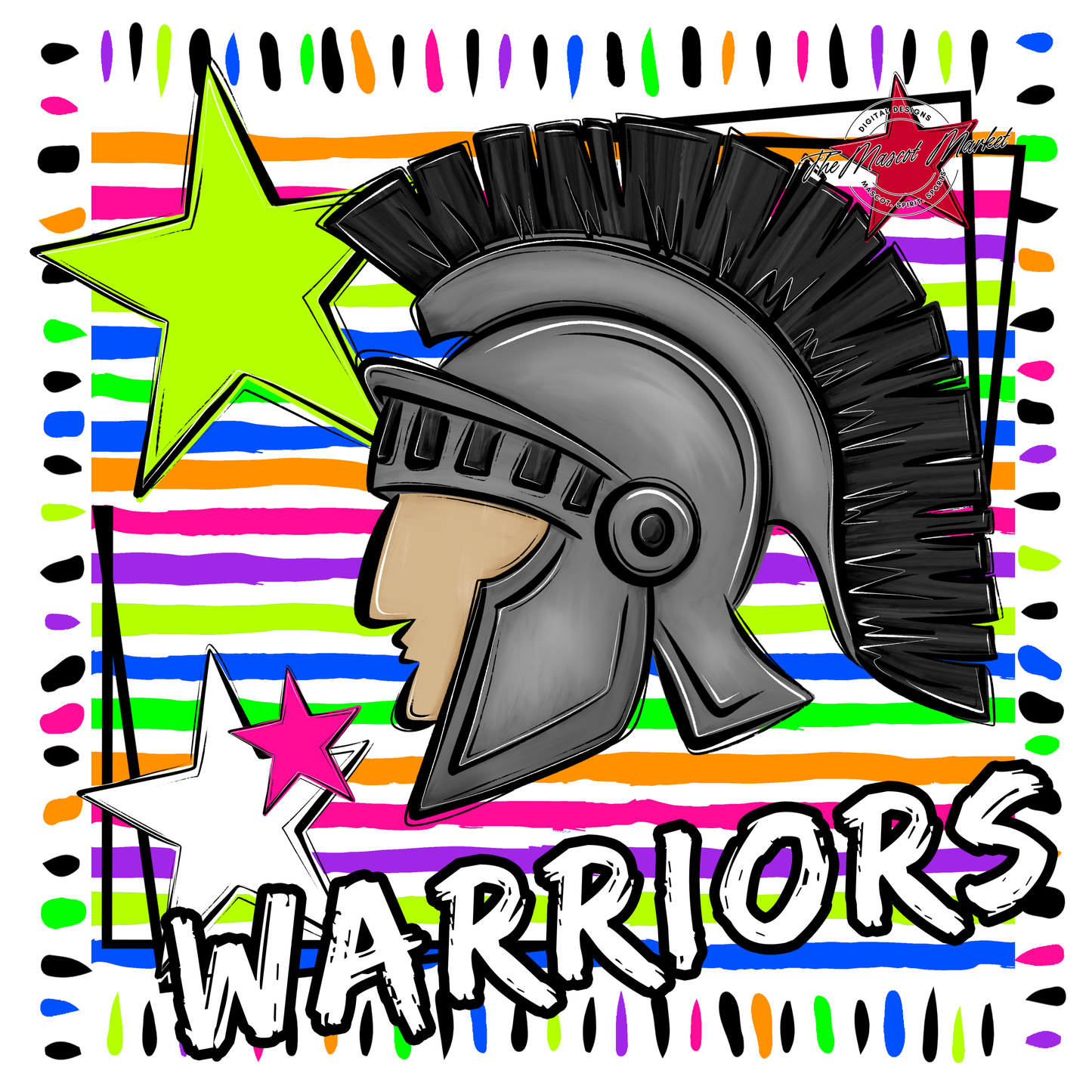 Warriors Mascot Frame-Neon White