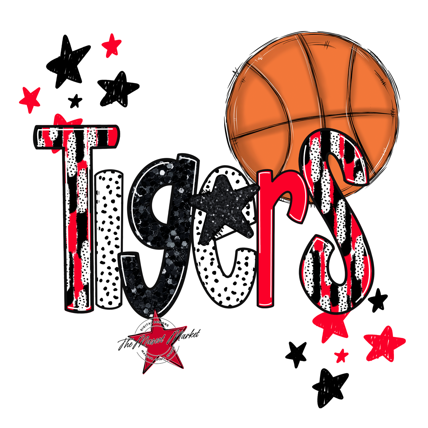 Tigers Basketball Scrape-Red