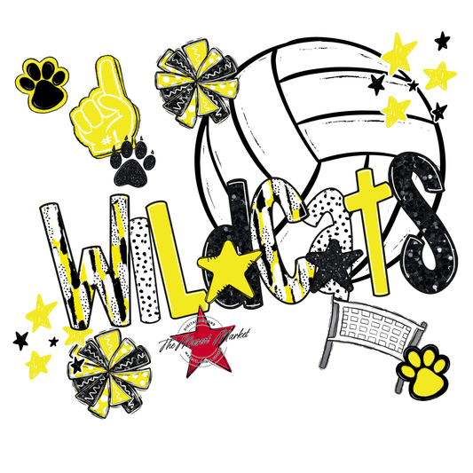 Wildcats Volleyball Scrape-Bright Yellow