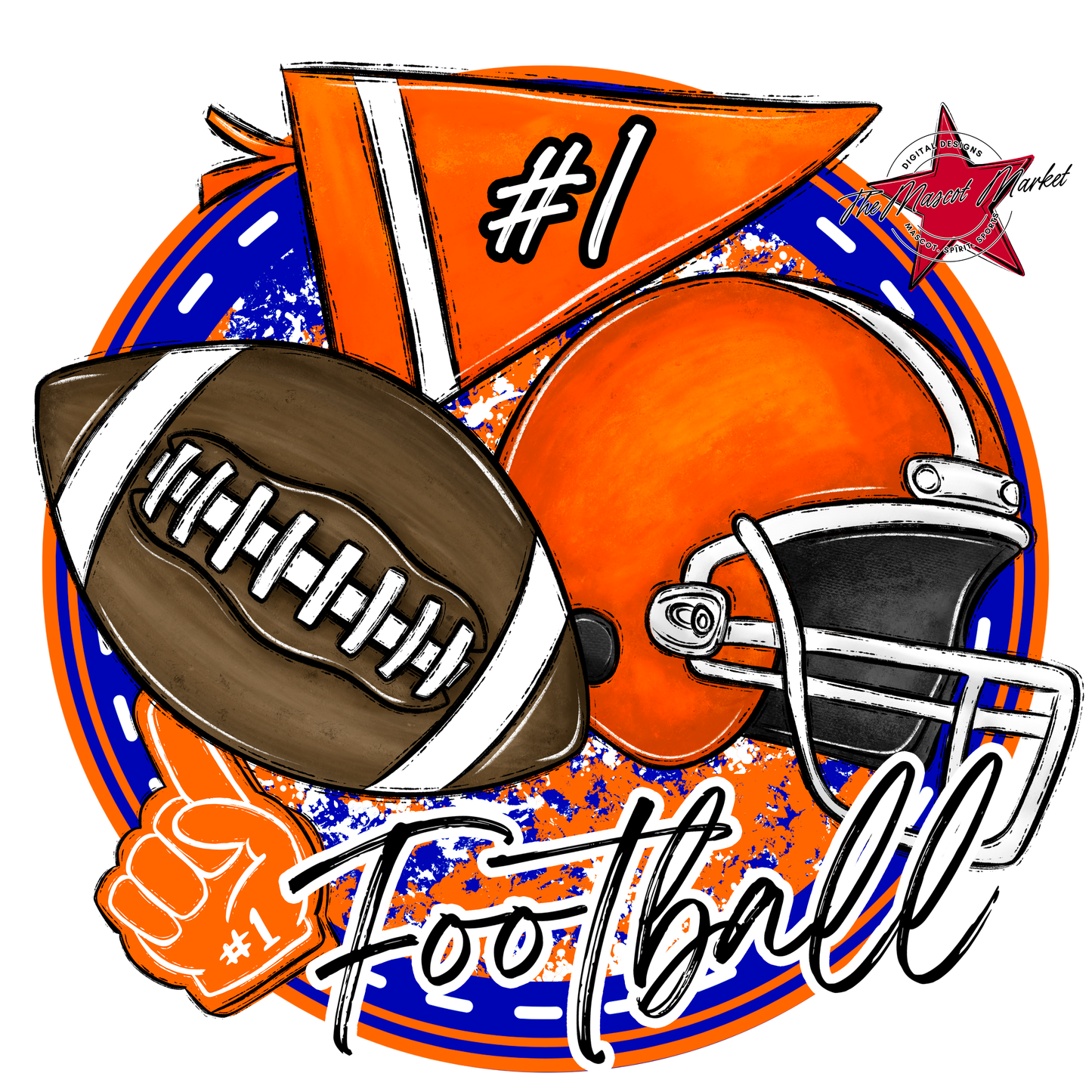 Football Circle Design-Blue-Orange