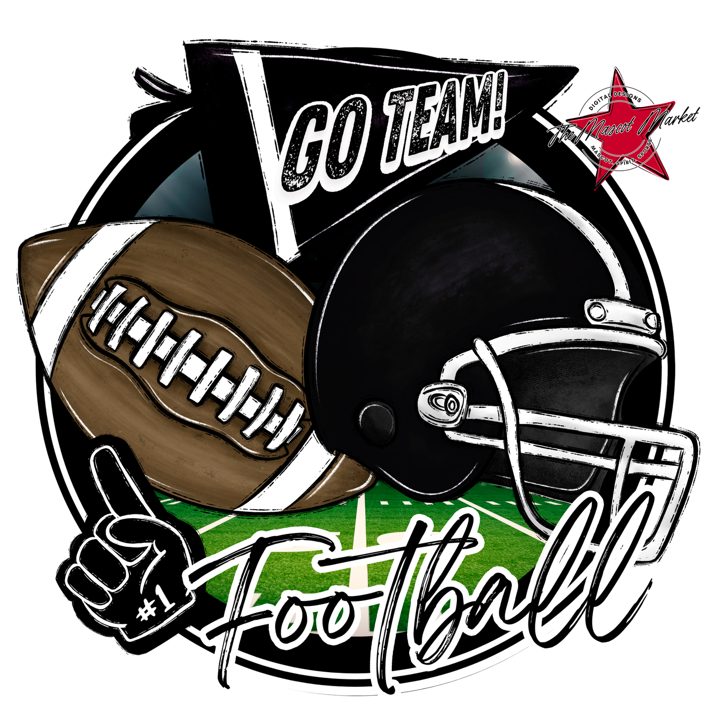 Football Circle Design-Black & White