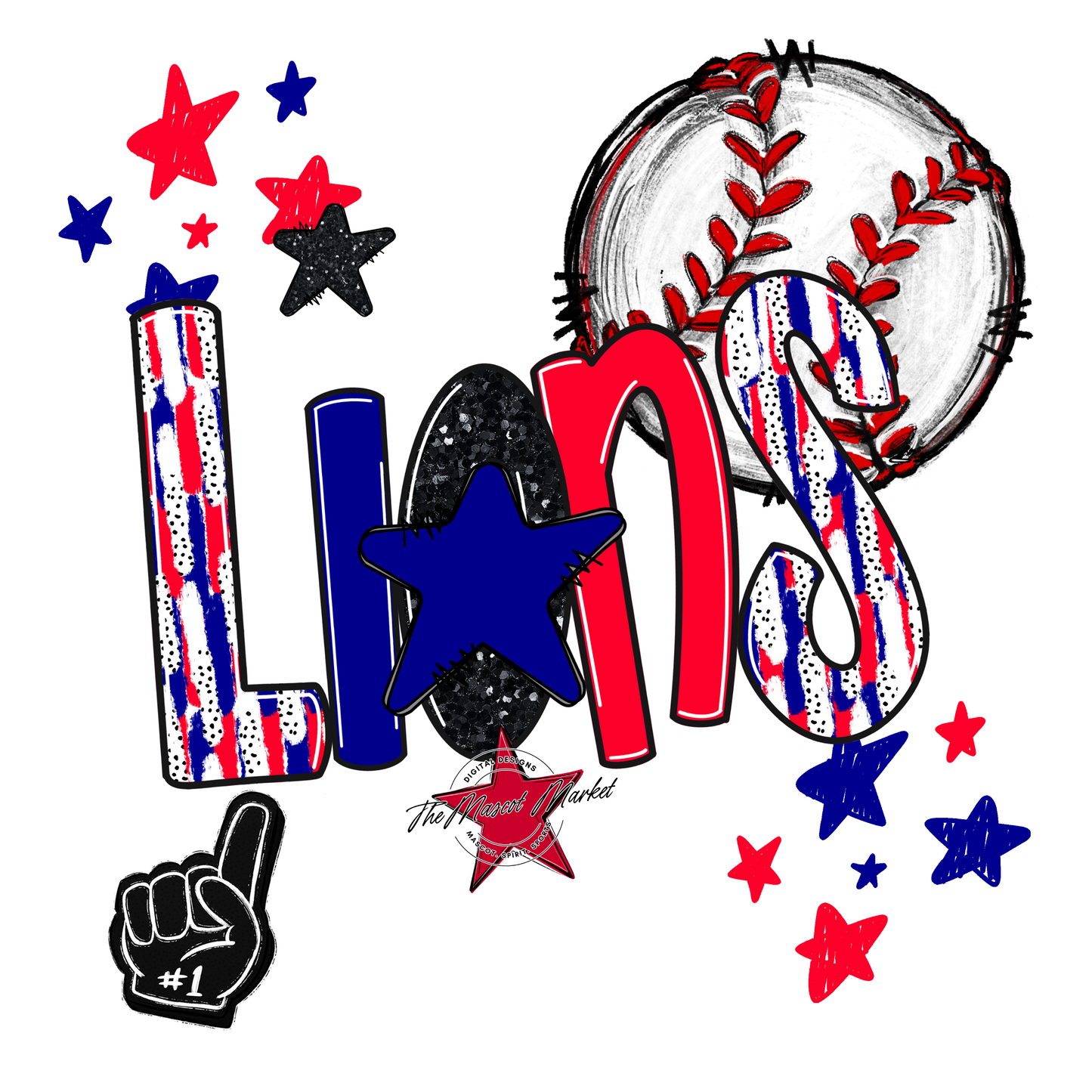 Lions Baseball Scrape-Blue-Red