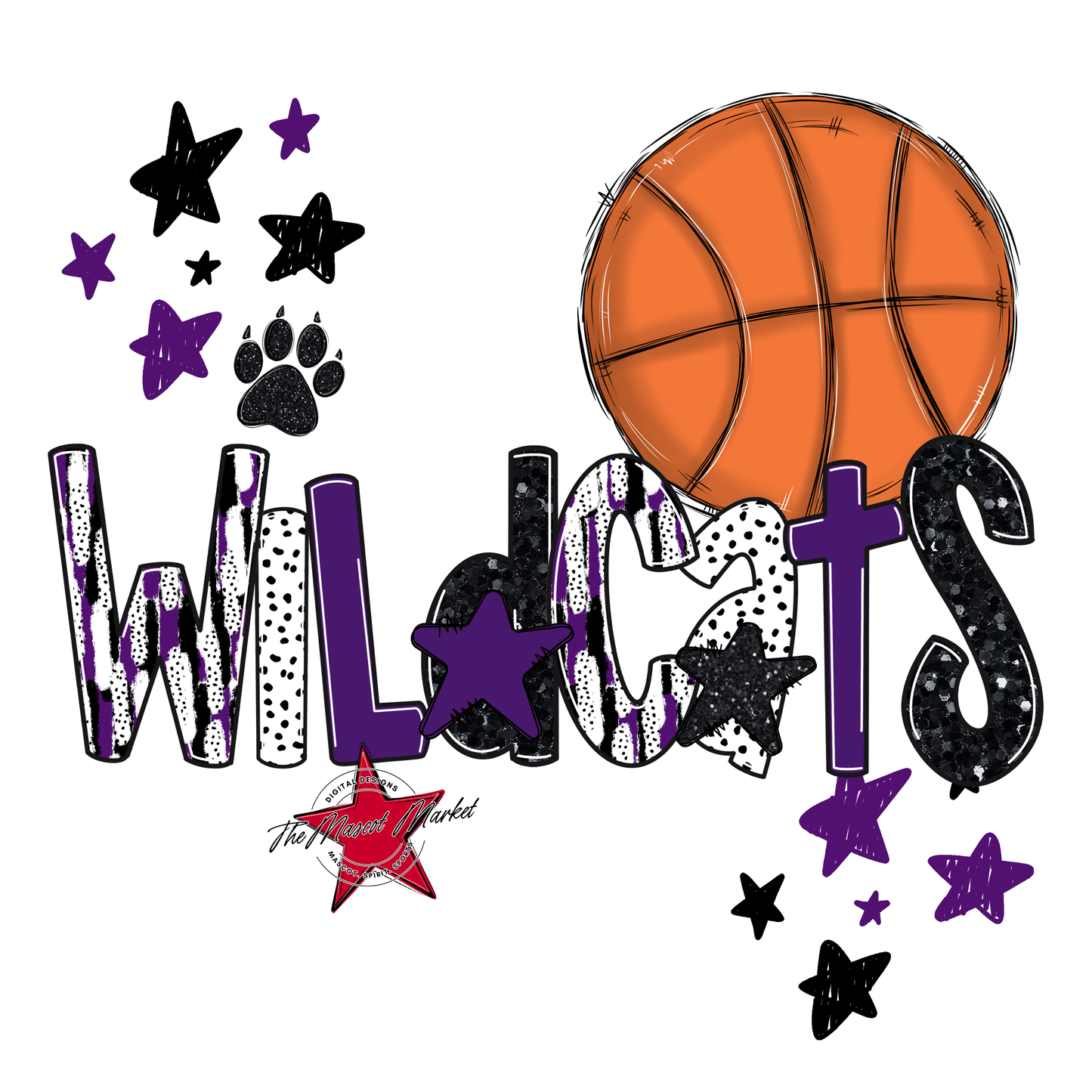 Wildcats Basketball Scrape-Purple