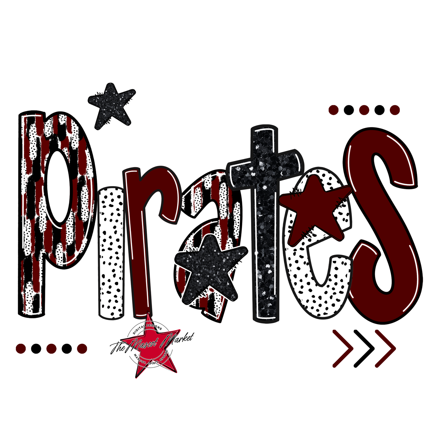 Pirates Brushstroke Alpha w Arrows-Maroon