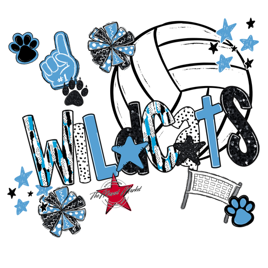 Wildcats Volleyball Scrape-Carolina Blue